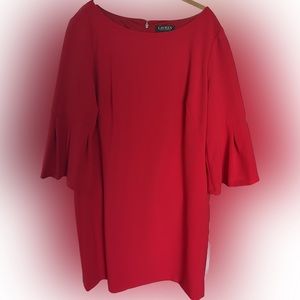 Lauren by Ralph Lauren Women's Bell-Cuff Jersey Dress red size 18 wedding guest